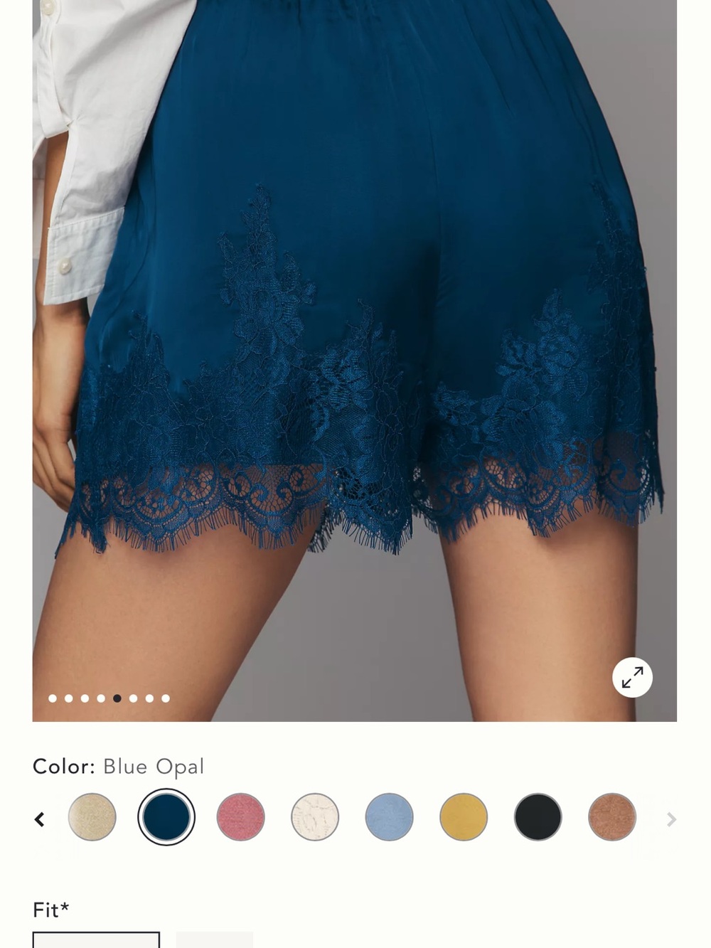 Anthropologie Lace-Trim Satin Shorts in Blue SZ XS